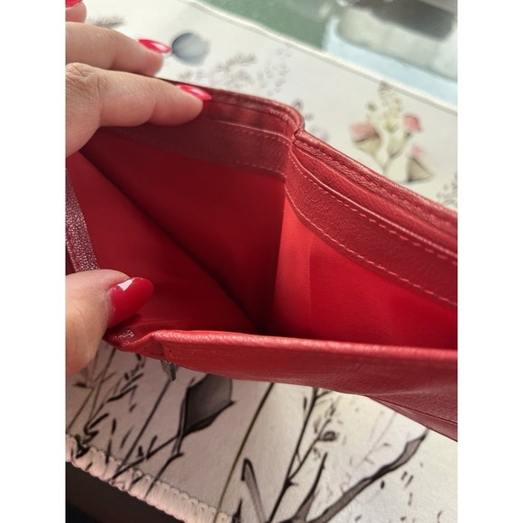Red Genuine Leather Wallet Card Money Holder RFID Protection - Picture 6 of 7